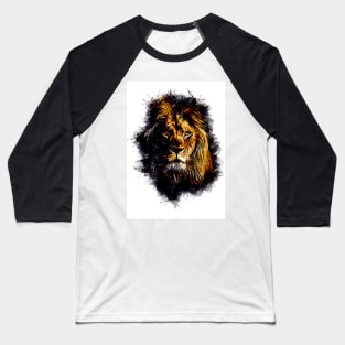 Lion Head Abstract Animal Face Watercolor Splatter Illustration Baseball T-Shirt